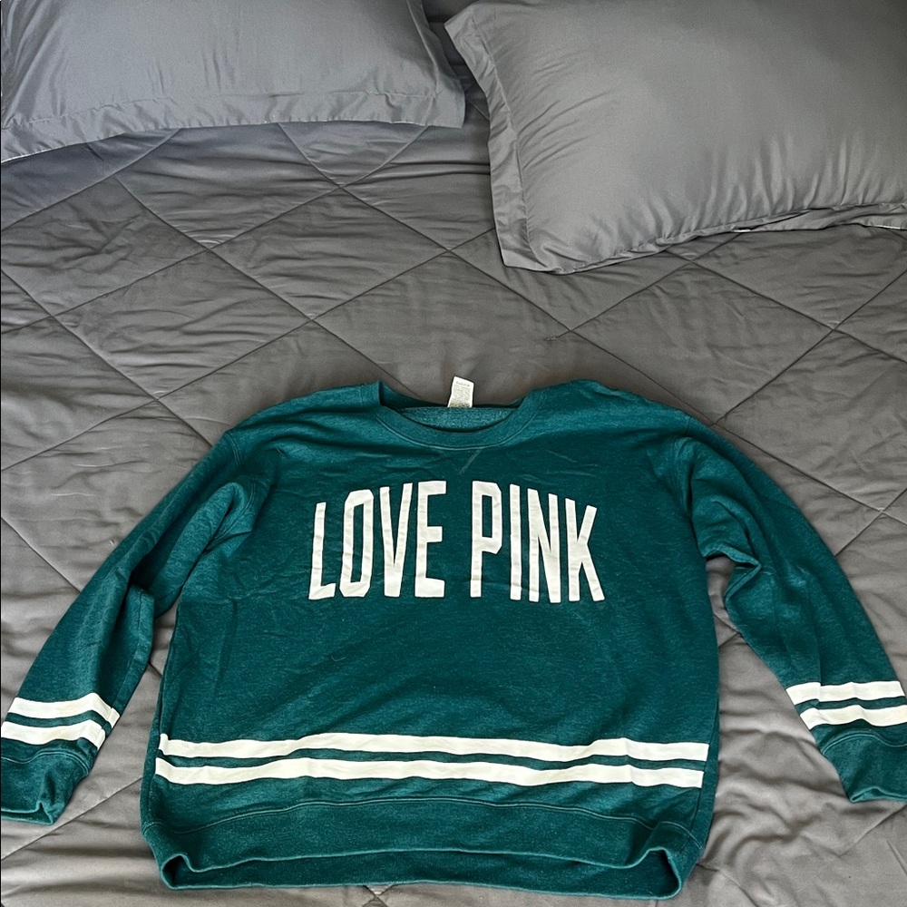 PINK Victoria's Secret Green Crew Neck Sweater
